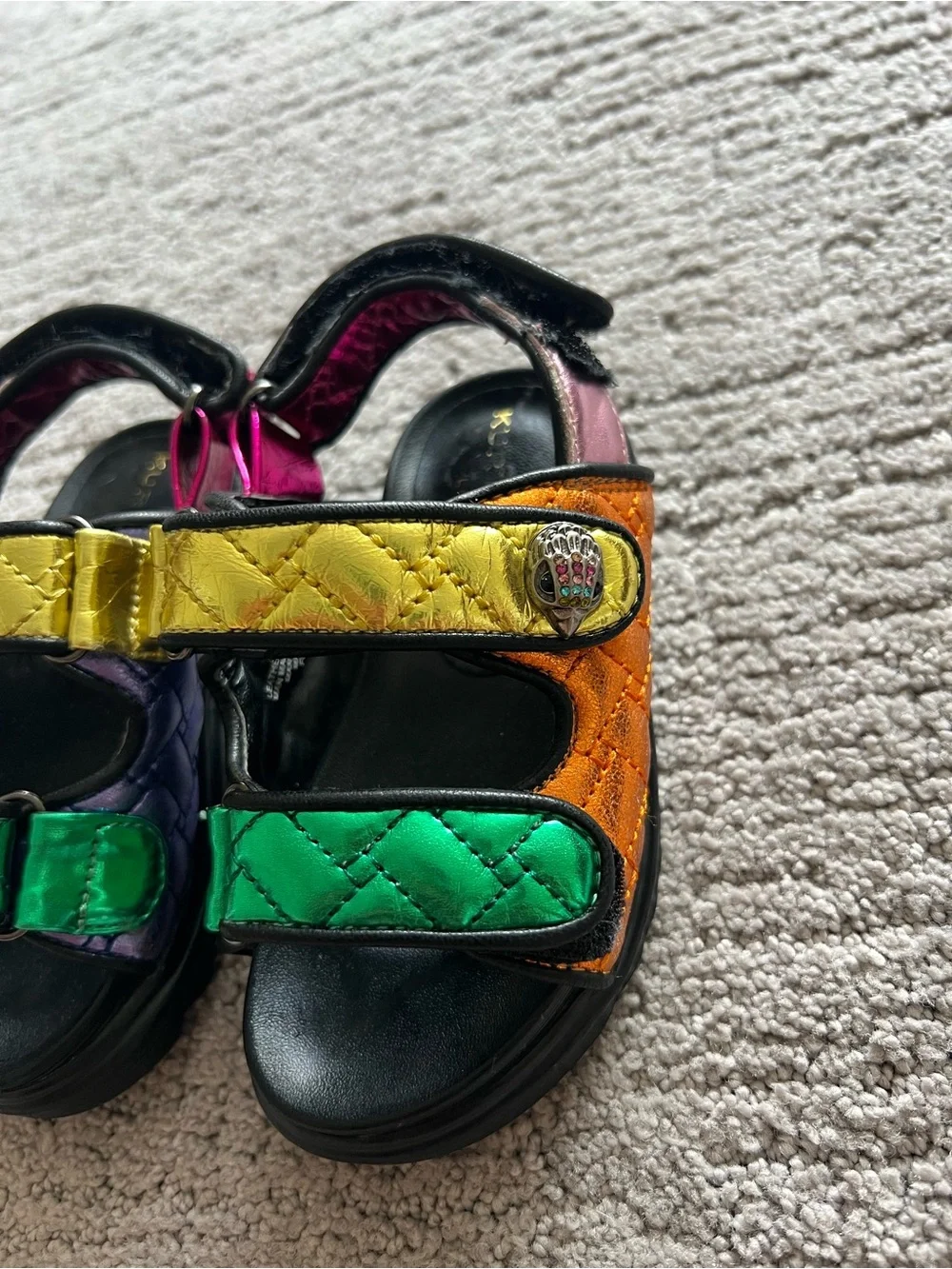 Kurt Geiger Toddler Mini Orson Multicolor Quilted Strap Leather Sandals